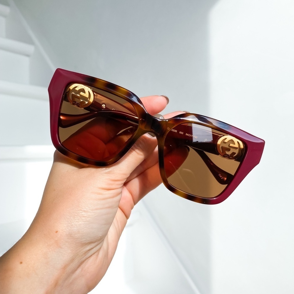 NWT Gucci GG1023S-003 Gold Cat Eye 54mm Sunglasses - Picture 2 of 13